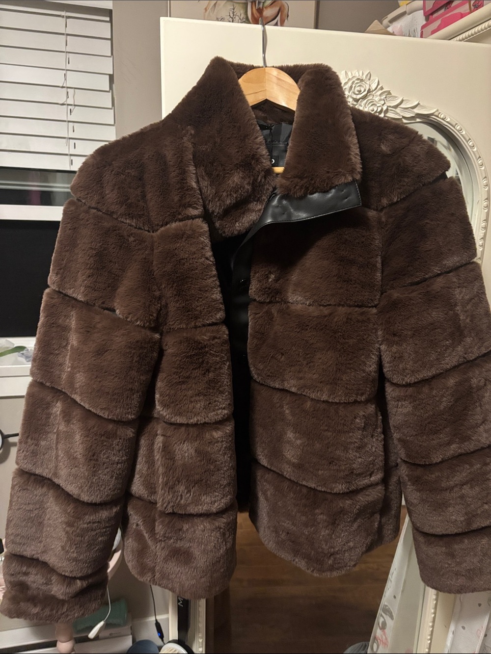 Karl Lagerfeld Plush Faux Fur Brown Teddy Jacket